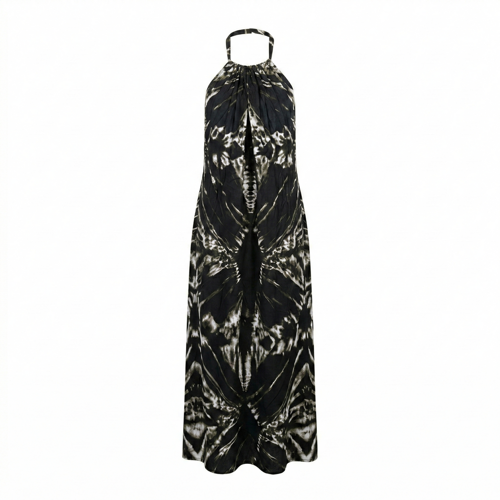 Midnight Marble Tie-Dye Maxi Backless Dera