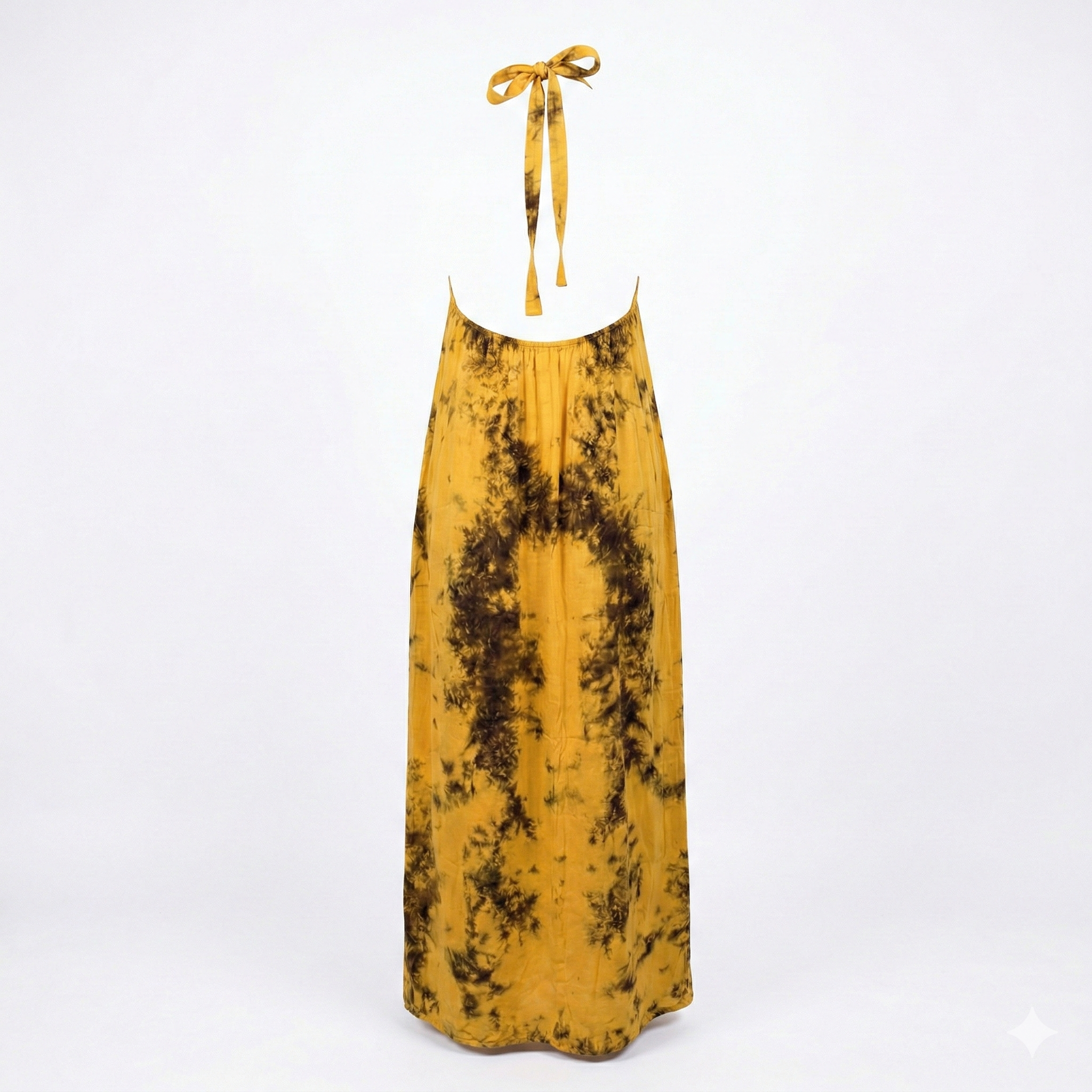 Yellow Tie-Dye Maxi Backless Dera