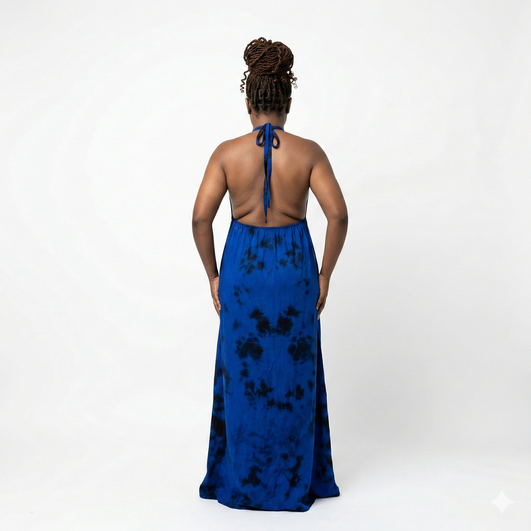 Royal Cobalt Tie-Dye Maxi Backless Dera