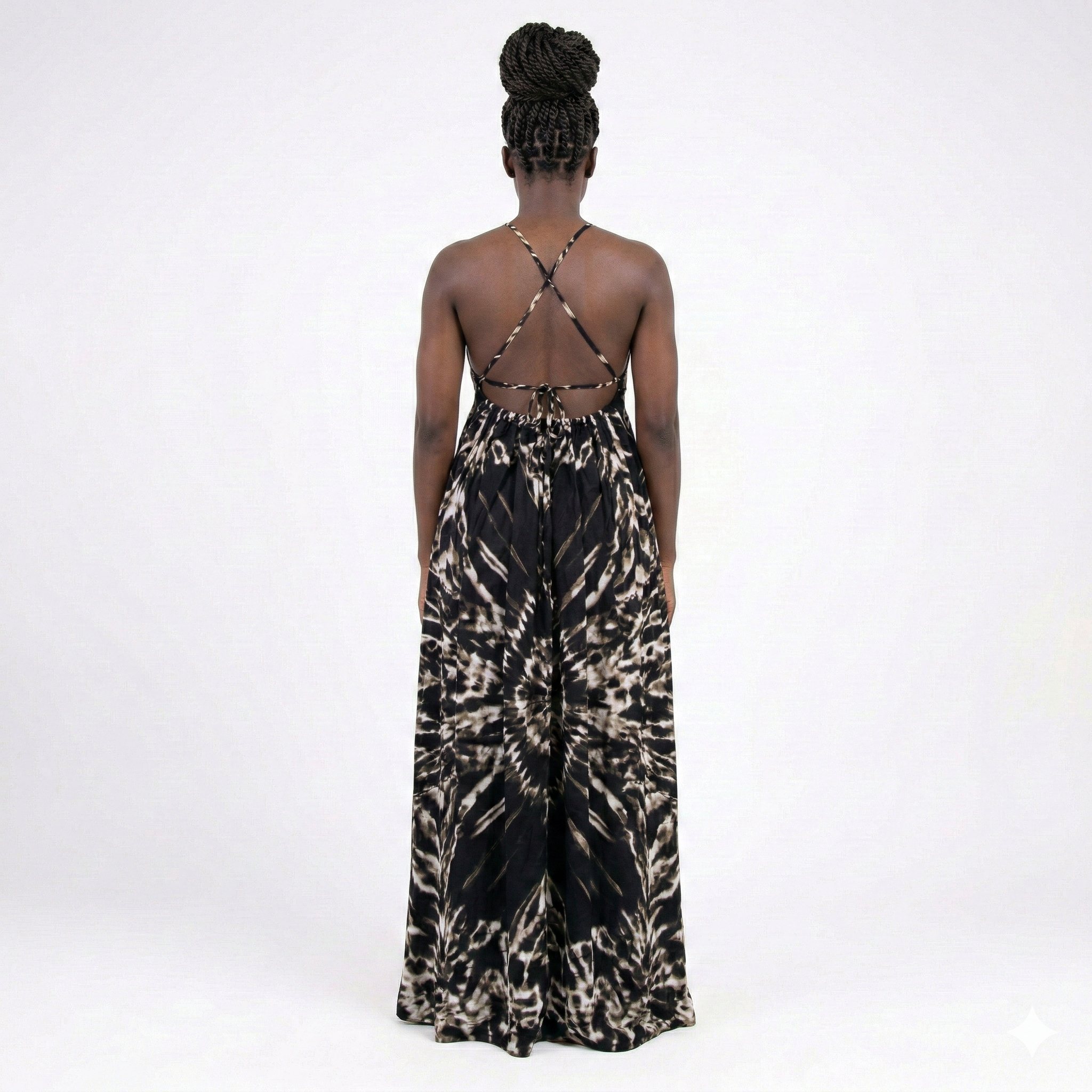 Midnight Marble Tie-Dye Maxi Backless Dera