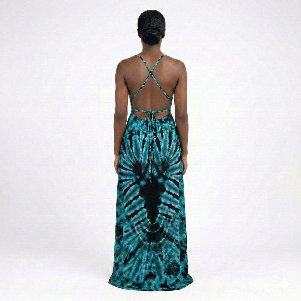 Emerald Peacock Maxi Backless Dera