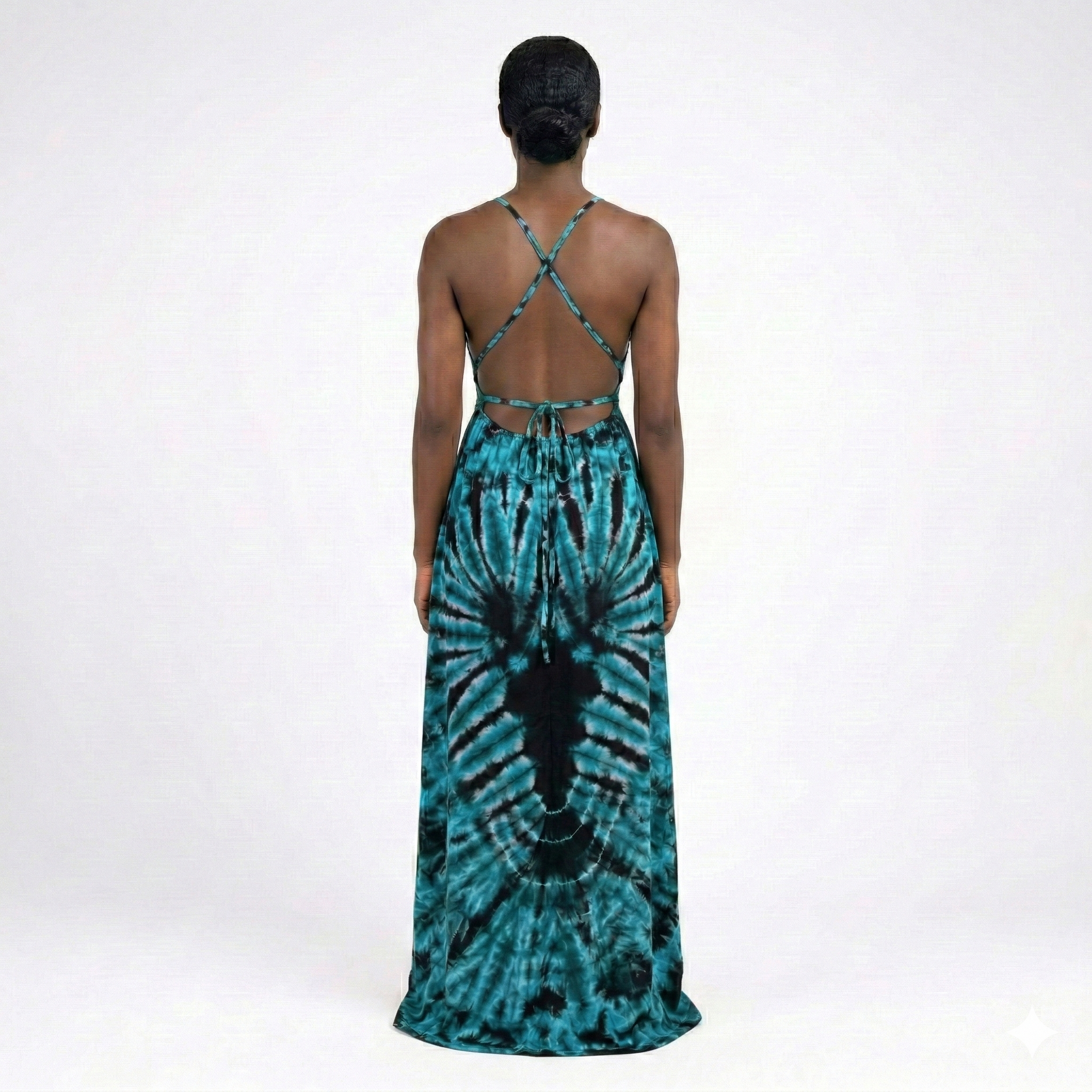 Emerald Peacock Maxi Backless Dera
