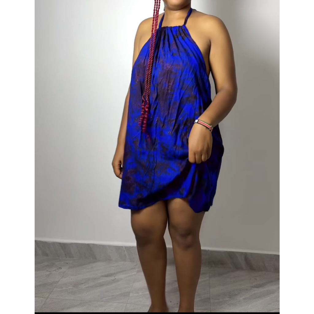 Royal Cobalt Tie-Dye Mini Backless Dera
