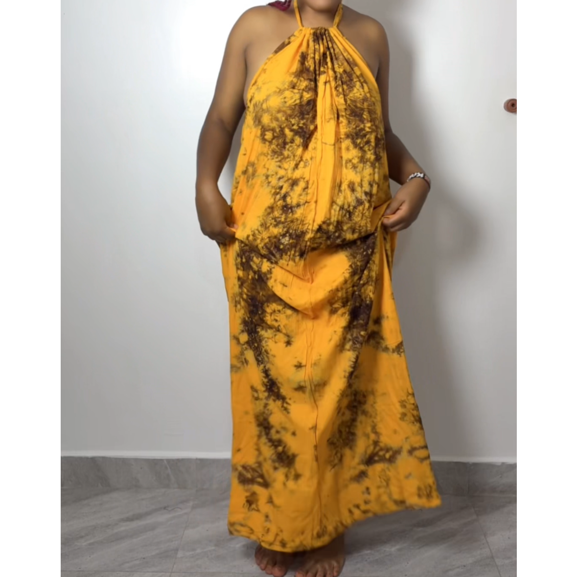 Yellow Tie-Dye Maxi Backless Dera