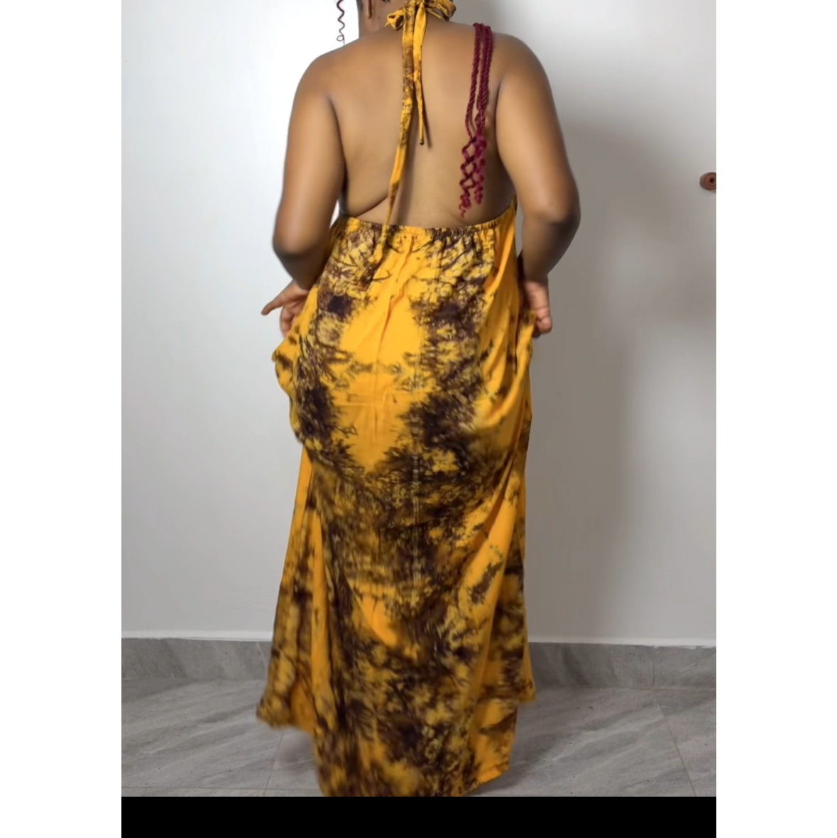 Yellow Tie-Dye Maxi Backless Dera