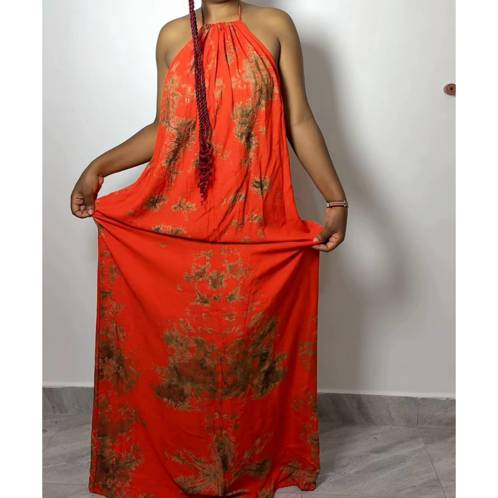 Amber Spice Tie-Dye Maxi Backless Dera