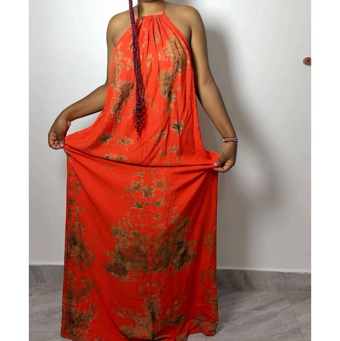 Amber Spice Tie-Dye Maxi Backless Dera