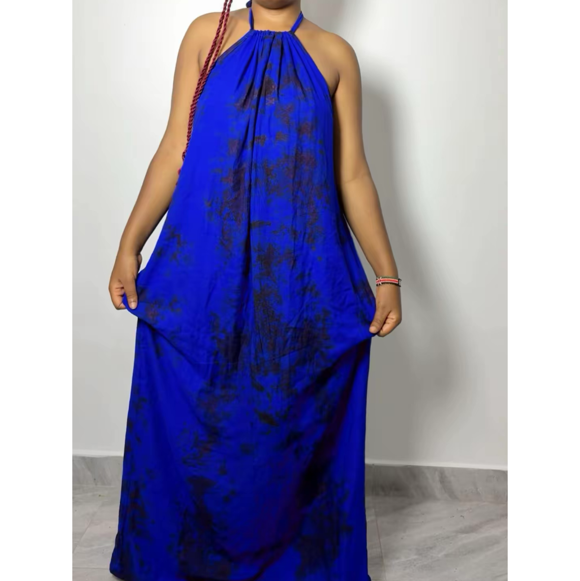 Royal Cobalt Tie-Dye Maxi Backless Dera
