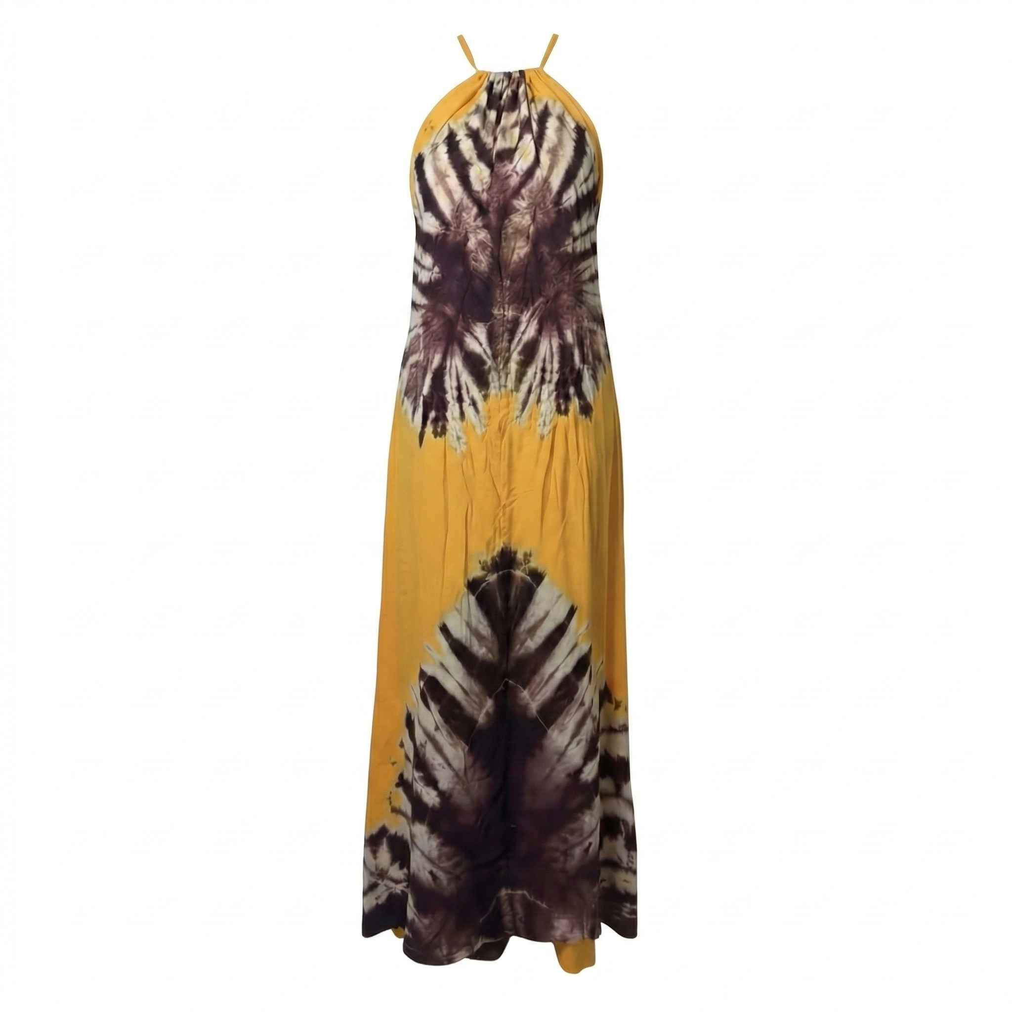 Golden Ember Tie-Dye Maxi Backless Dera