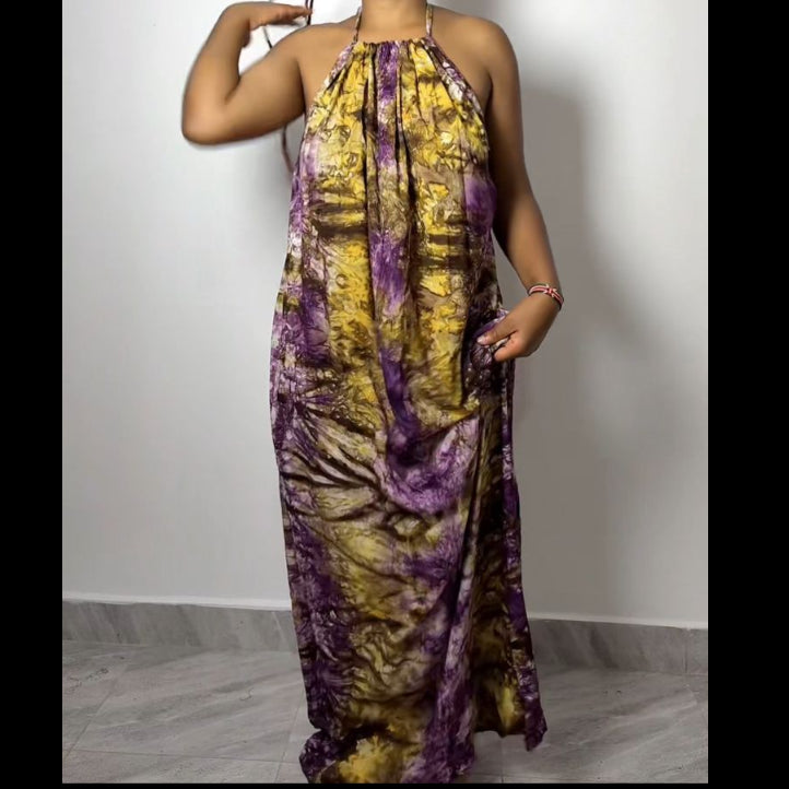 Violet Sunburst Maxi Backless Dera