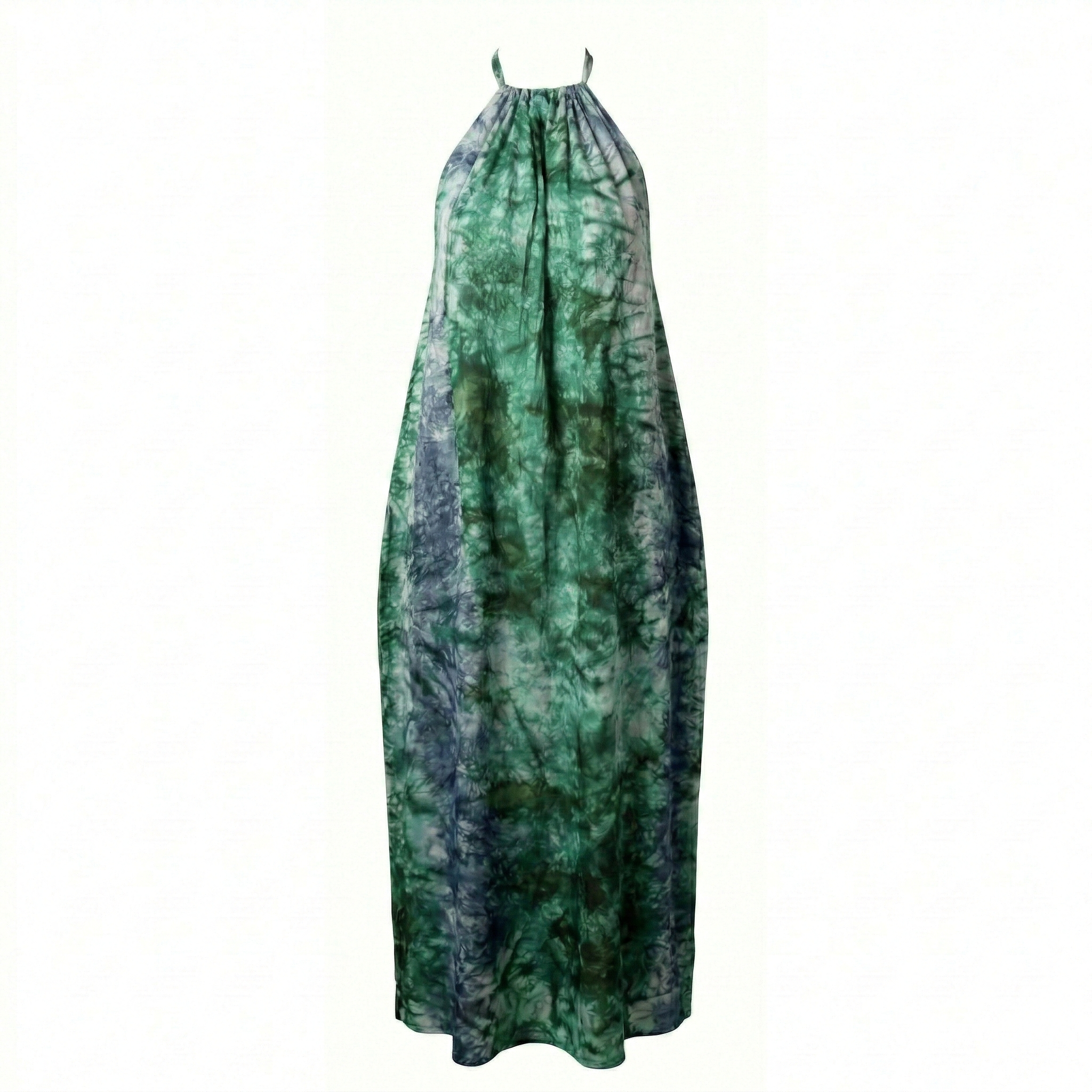 Verdant Mist Tie-Dye Maxi Backless Dera